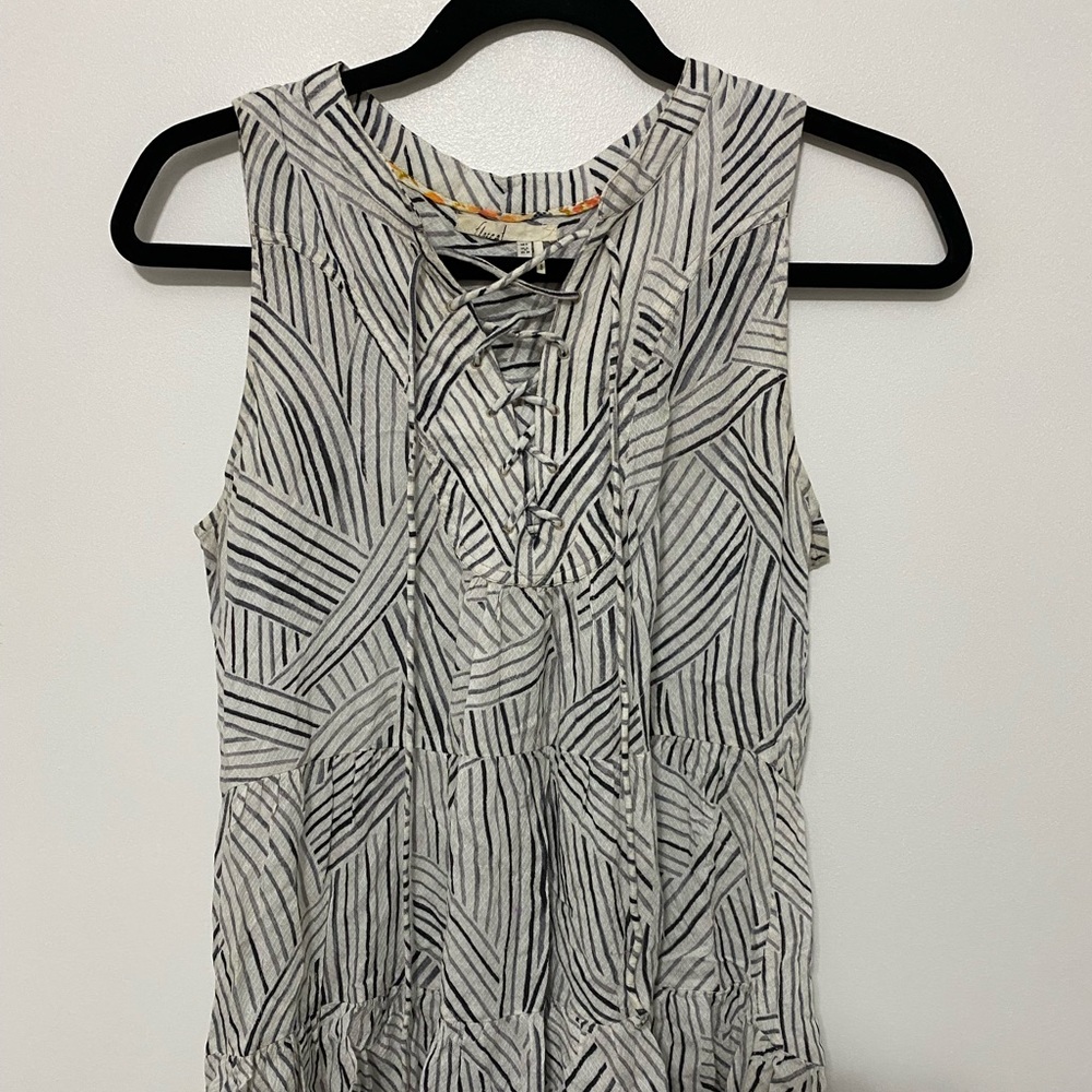 Long anthropologie tank top with crisscross detailing
